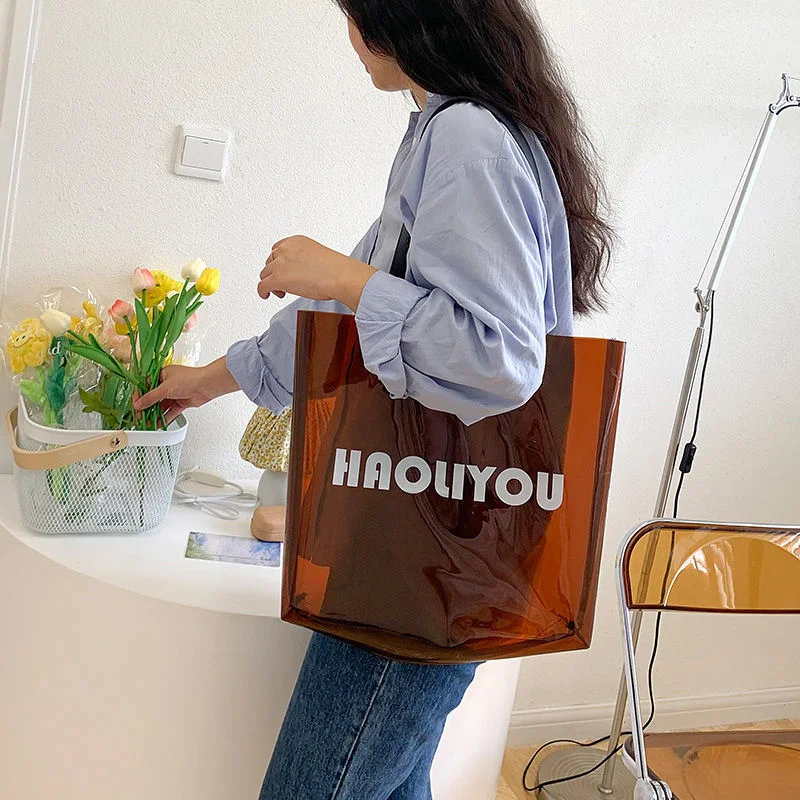 Candy Beach Bags Women Travel PVC Transparent Tote Bags Fashion Jelly Casual Shopping Shoulder Bags