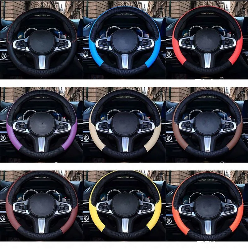 Protective Covers Seat for Automobiles Plastic New 2 38cm 15inch Fur Material Booster Anti-Skid Car Steering Wheel Cover