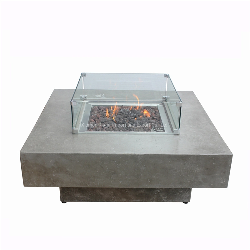 303 Stainless Steel Top Qality Burner Square Cement Firepit Outdoor Fire Table