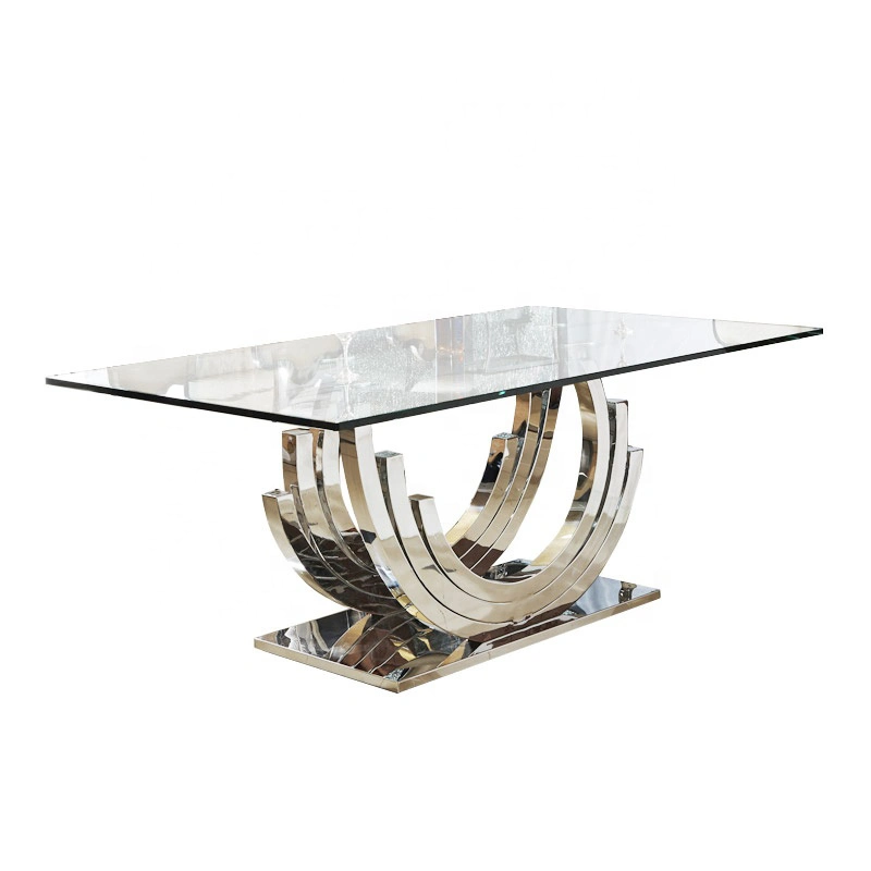 Luxury Golden Base Glass Dining Table for Wedding Party Table