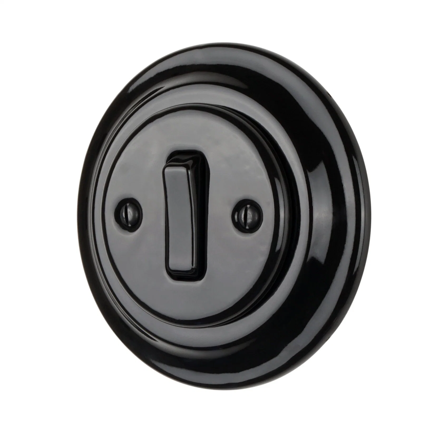 Flush Mounted Retro Black Ceramic Push Button 1-Key Wall Switch