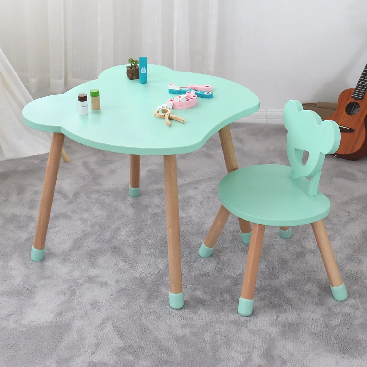 Ins Kids Table et chaises en bois Meubles pour enfants préscolaires Toddler Table de lecture