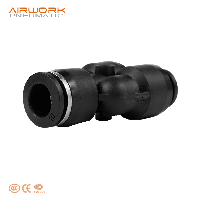 Pwy Pneumatic Fitting Supplier PVC Y Shape T Pipe Reducing Plastic Fitting PU Tube Connector