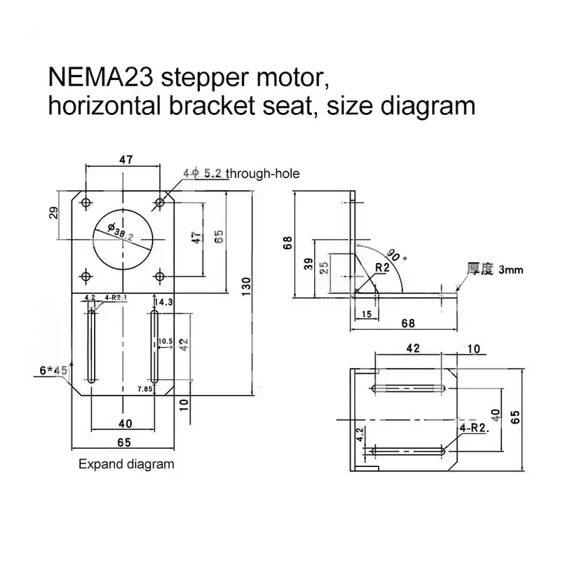 Instalação fixa do suporte do motor servo-passo em forma de L 42/57/60/80/86/110/130 horizontal