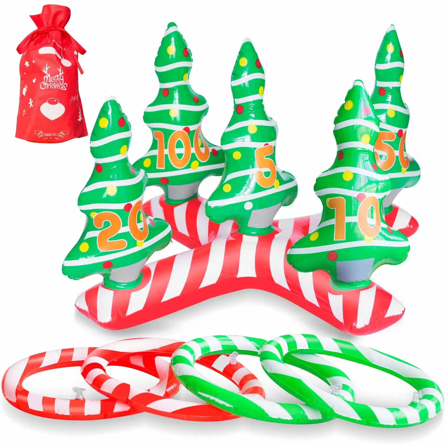 Outdoor and Indoor Christmas Party Play Toys Inflatable Christmas Tree Ring Toss Game for Kids