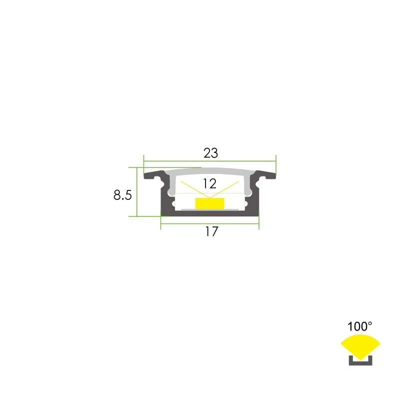 Tungwille Hot-Selling U-Shaped LED Aluminum Extrusion with PMMA/PC Cover for Indoor Recessed LED Lighting and Decorations