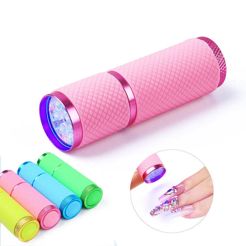 Lamp Nail Polish Cure Light Mini Fast Nail Dryer 9 LED UV Light Flashlight Mini Nail Lamp