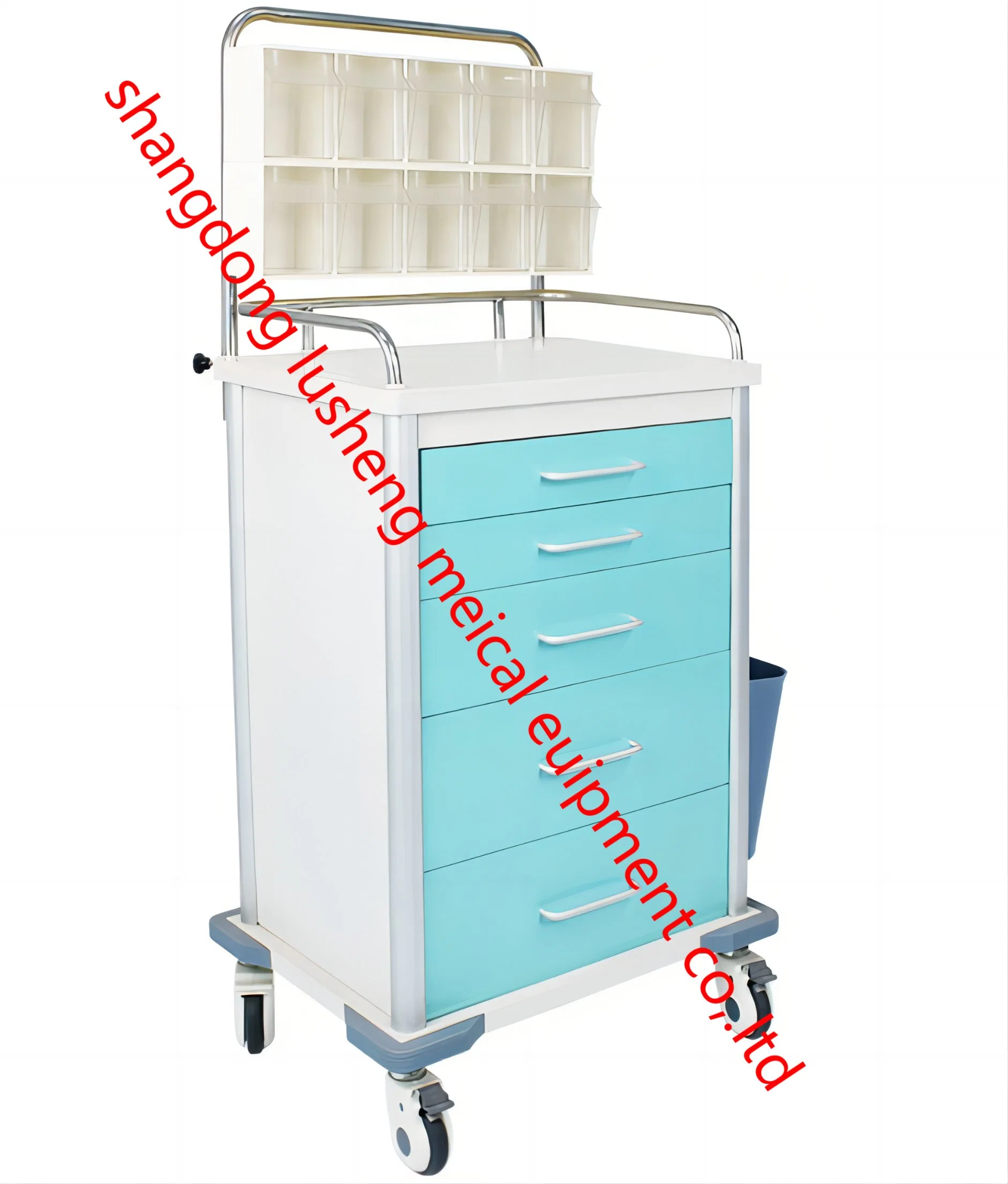 Mobile Medical Multifunction Cart Treatment ABS Hospital Trolley