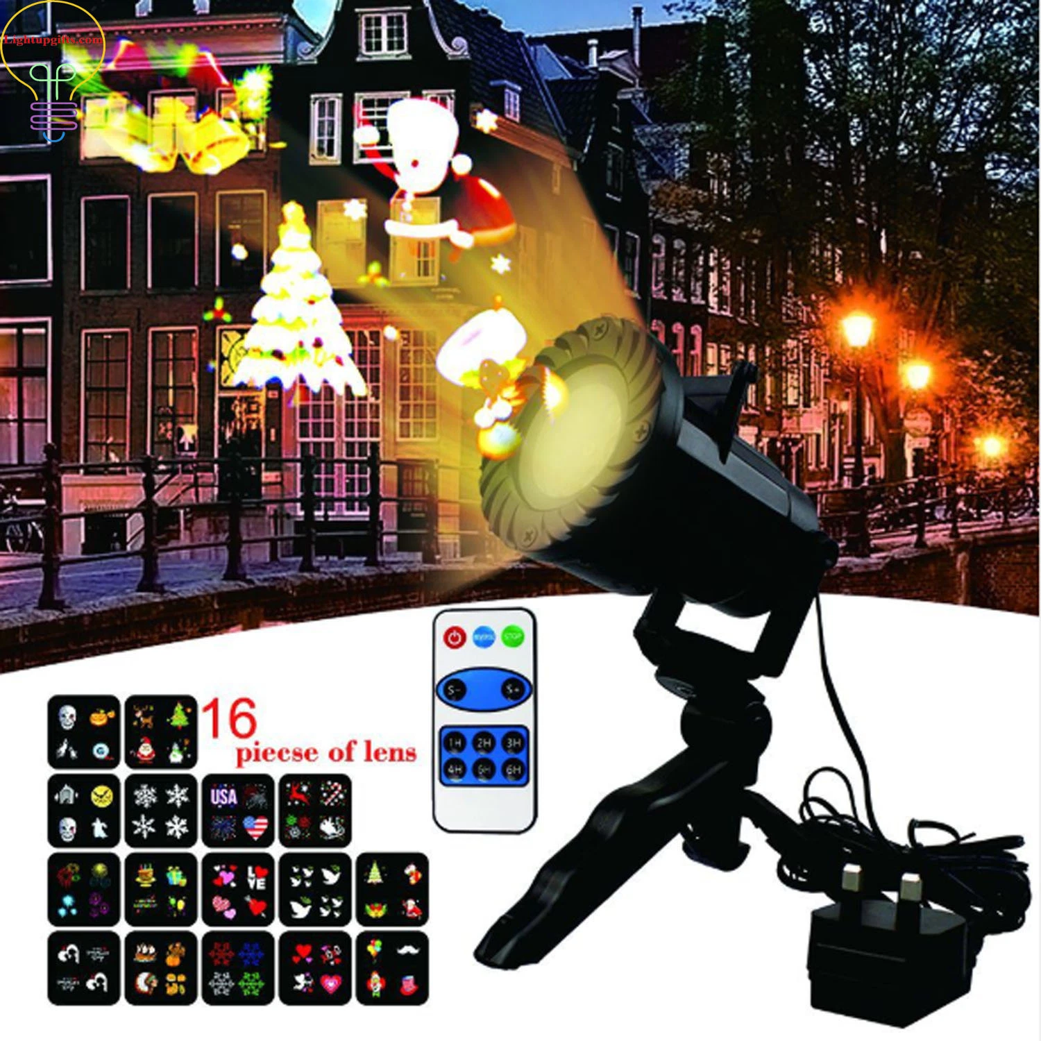 LED Projector Lamp for Christmas Halloween Decoration Holiday Landscape Projector Lights Festivals Themes 12 Different Slides Pattern Waterproof