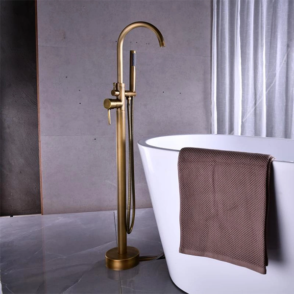 Azeta Sanitary Ware Brass Bathroom Floor Mounted Free Standing Bathtub Faucet