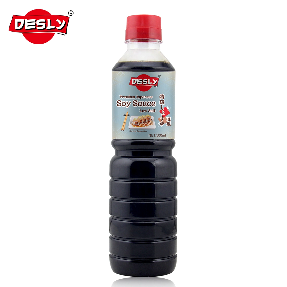 OEM Prix d'usine Premium Shoyu Vente en gros 500 ml bouteille plastique Sauce japonaise au soja à faible teneur en sel