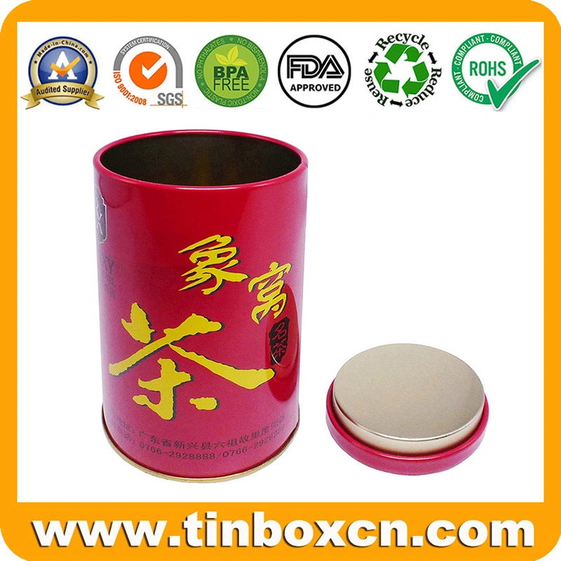Food-Safety Tinplate Round Metal Tin Box Tea Can for Tea Canister Storage
