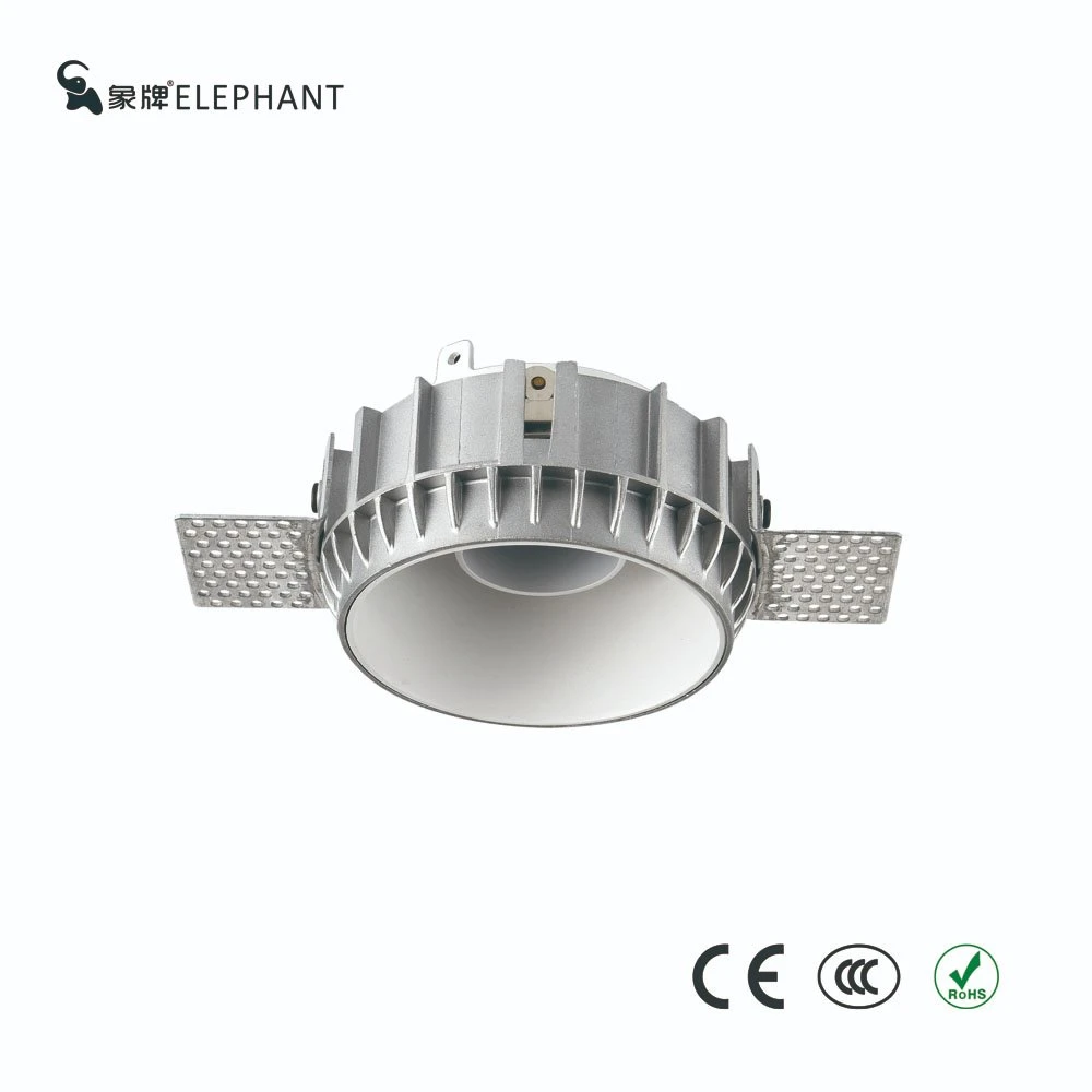 Aluminium Round Lamp Housing LED Downlight Recessed Module Spot Light Fixture GU10 Downlight Frame Trimless Plaster-in Downlight Best for Project