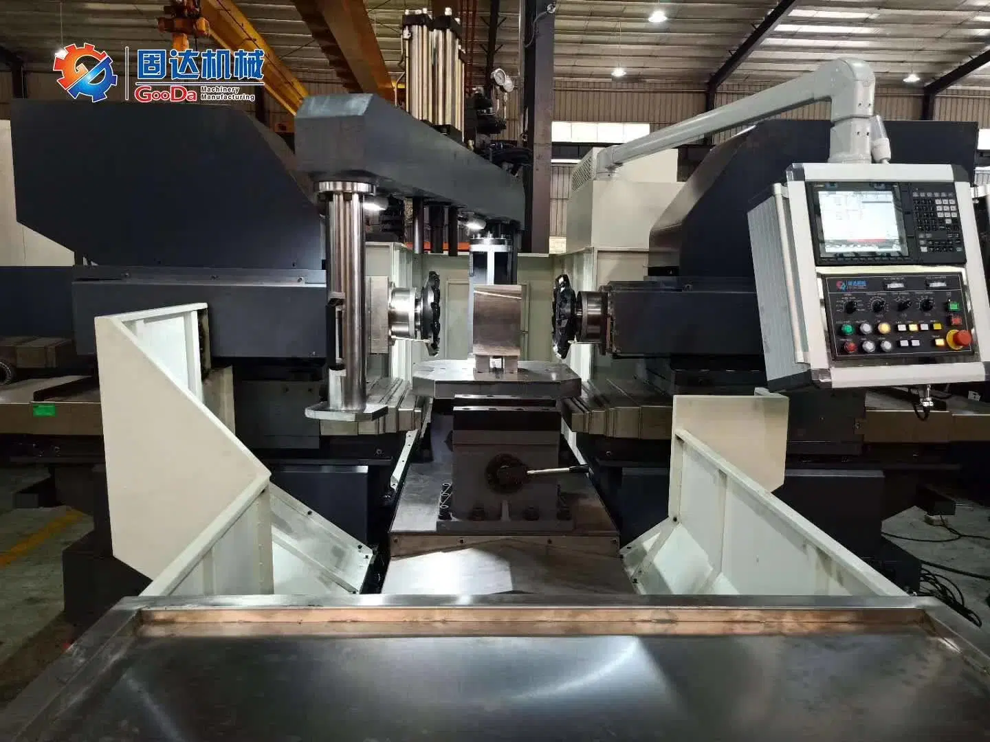 CNC Heavy Duty Duplex Milling Machine-Double-Sided Milling Machine-Square Mold Milling Machine-Gooda Custom HMI (Human&Machine Interface) -Rotary Table