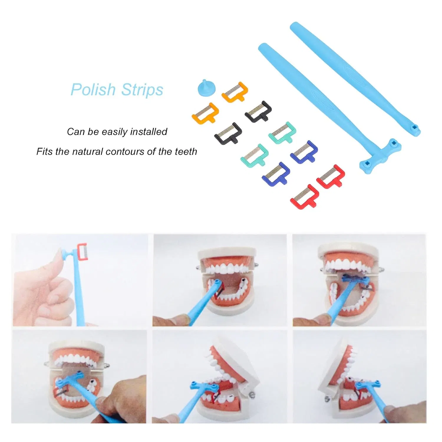 SJ Interproximal Enamel Reduction Tool Professional Portable Dental Polish Strip Handle Set