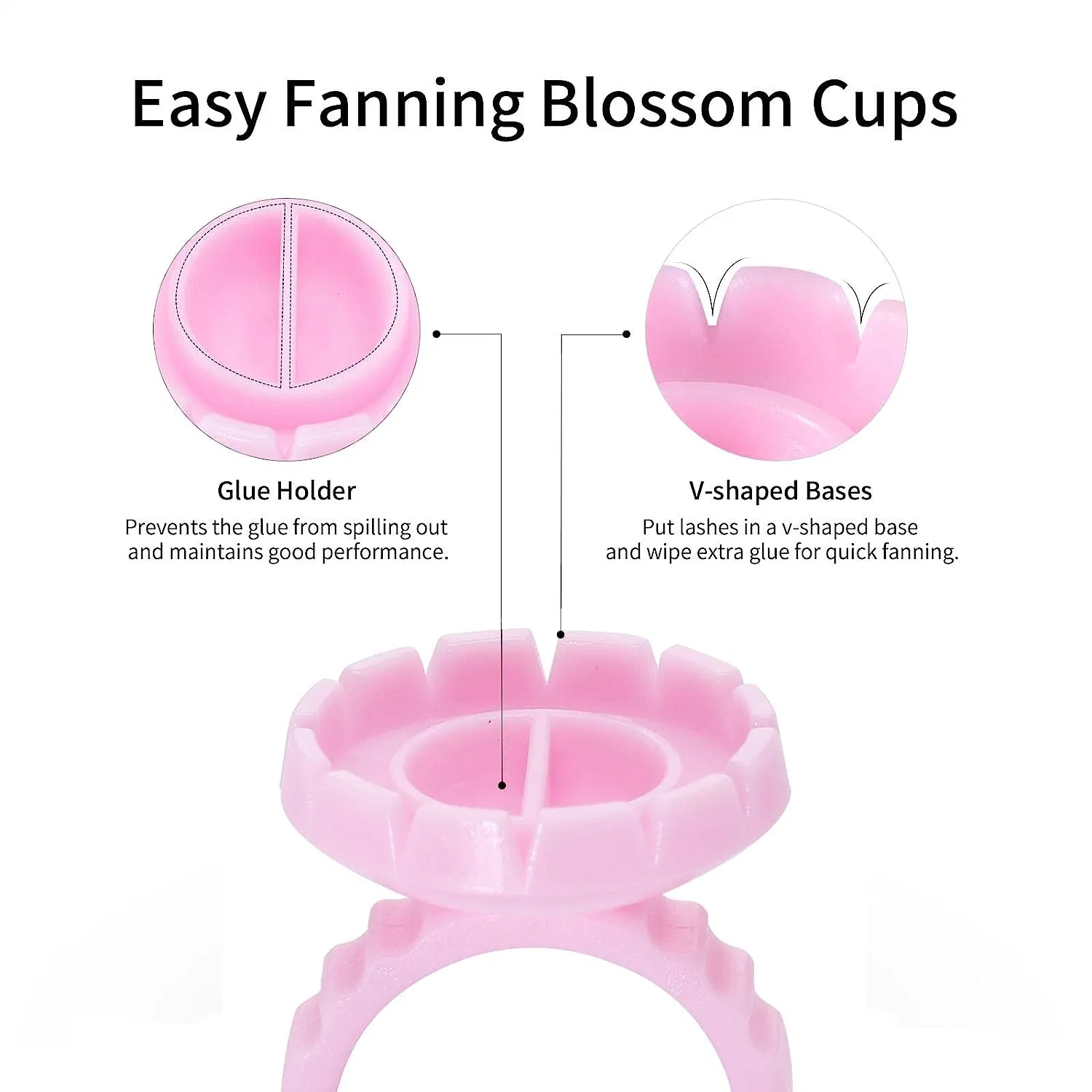 Beiqili 100 Pack Disposable Plastics Glue Ring Eyelash Glue Holder Blooming Cup Glue Rings Faux Cils Maquillage