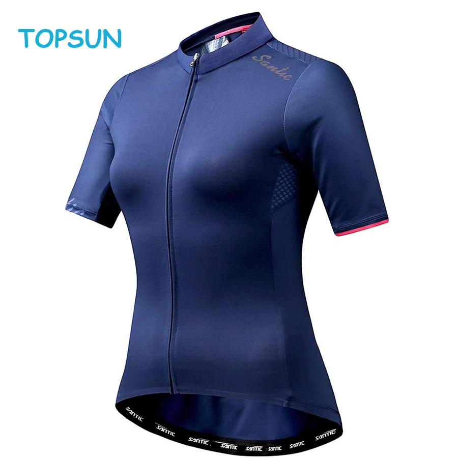 Cycling Jersey Women Bike Shirt Short Sleeve Shirt for MTB Road Bike with Pocket Reflective