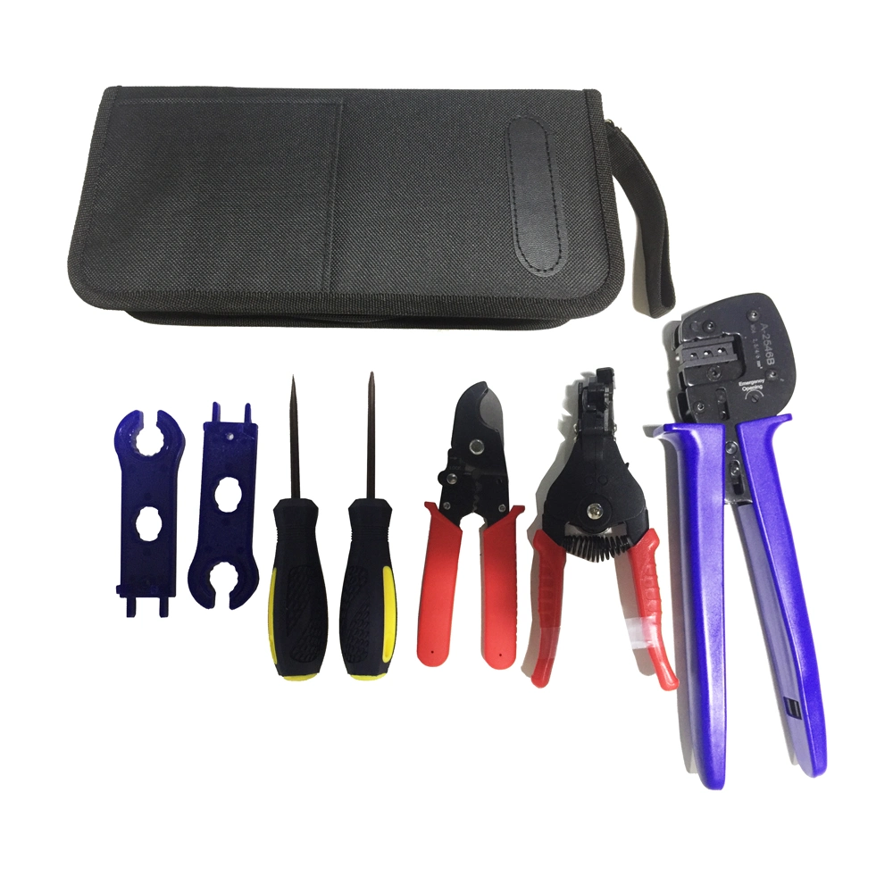 Mc4 Solar PV Hand Tool Set Kit Bag Hardware Tool Crimping Plier Wire Cutting Cable Stripper Spanner Screwdriver for Solar Cable
