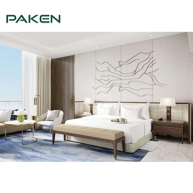 Dubai Resort Hospitality Suite Quarto Cama King moderno quarto Personalizado define o luxo 5 estrelas Hotel Madeira escura
