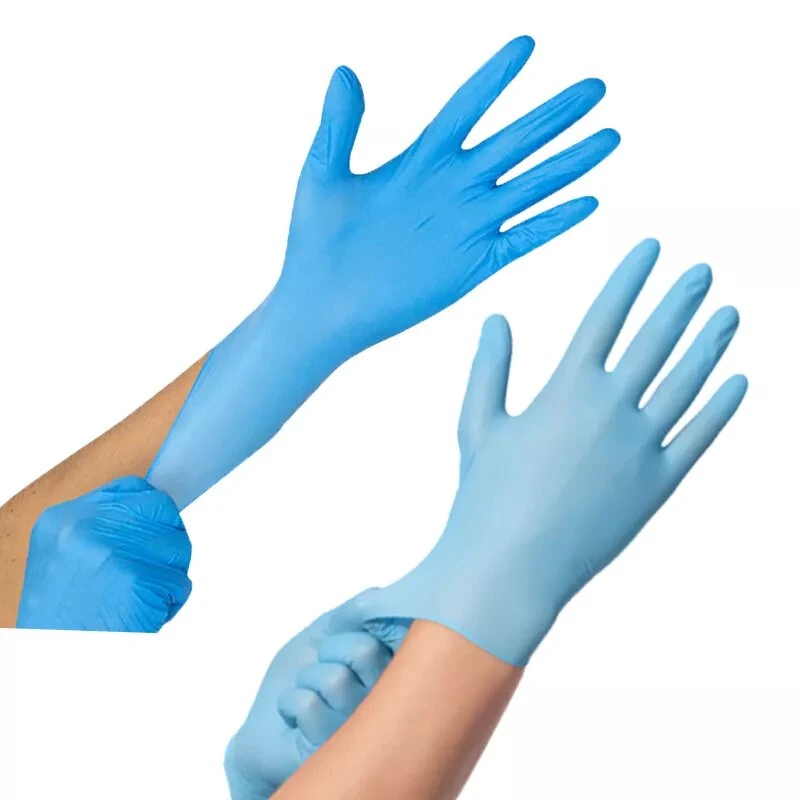 100 piezas Guantes desechables de nitrilo Guantes azules de nitrilo Thin Home Uso de cocina sólida