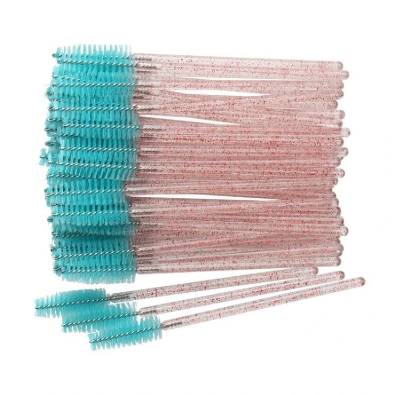 50 PCS Cosmetic Eyelash Brush Crystal Mascara Wands Applicator Diamond Eyelashes Brushes