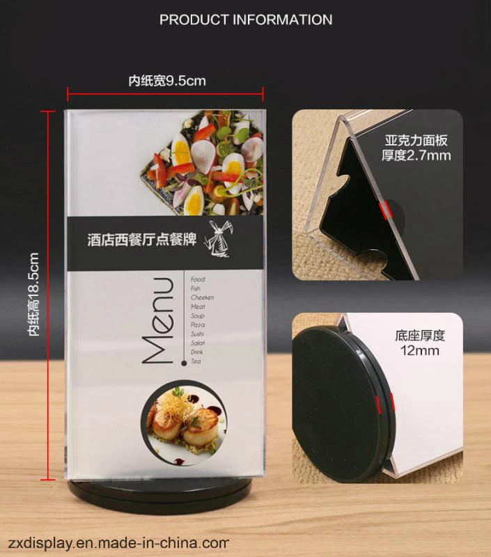 3 Sides Rotating Menu Supporter Triangle Carte Display Holder