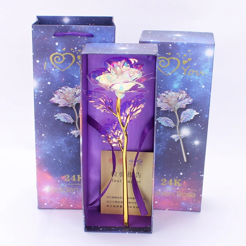 Geschenk der ewigen Blume Verzauberte 24K goldene Rose Blume im Glas