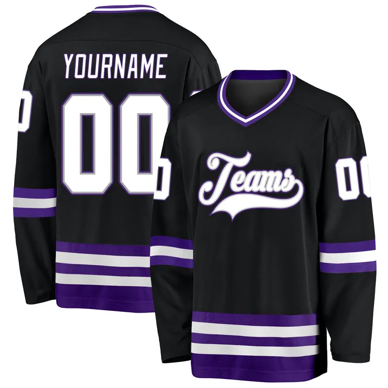 Custom Sublimated Color Printing Authentic Youth Ice Hockey Jerseys Hockey Camisetas manga larga Carta Hockey a medida Jersey