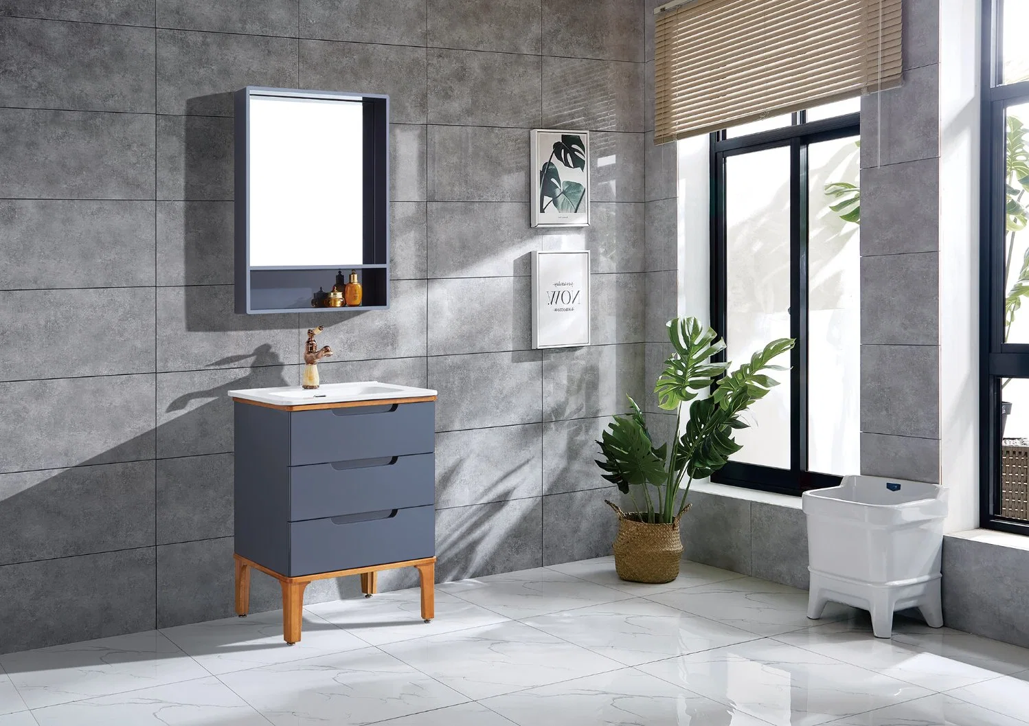 Wholesale/Supplier Modern Hotel Wall Bathroom Cabinet Wooden Home Furniture Bathroom Vanity