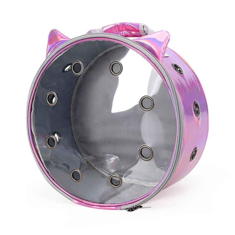 Outdoor Cat Ears Shape Cat Bag Transparent Cat Backpack Round Kitty Carrier Bag