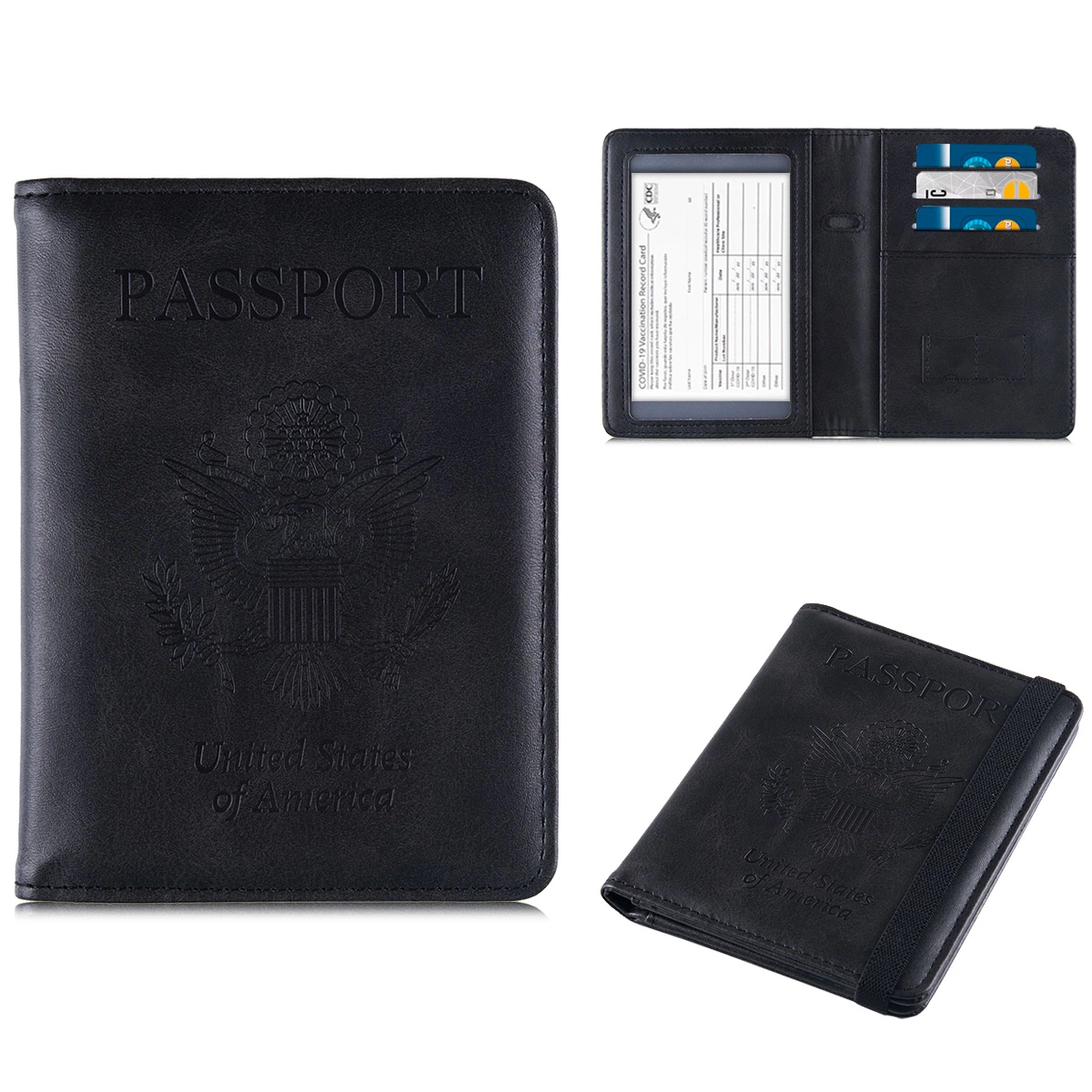 PU Leather Passport Cover Holder Card Case Travel Wallet with Card Case Ticket Slot RFID Blocking Passport Holder