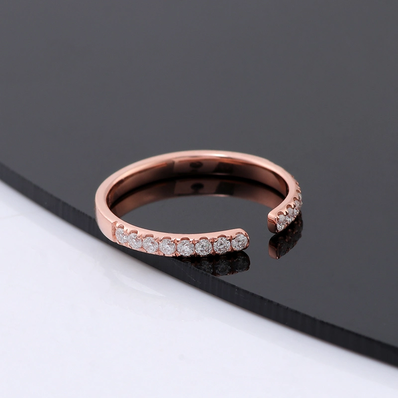 14K Roségold 1,5mm rund Brillantschliff Moissanite Stone Band Geschenk Im Klassischen Stil Des Ringes