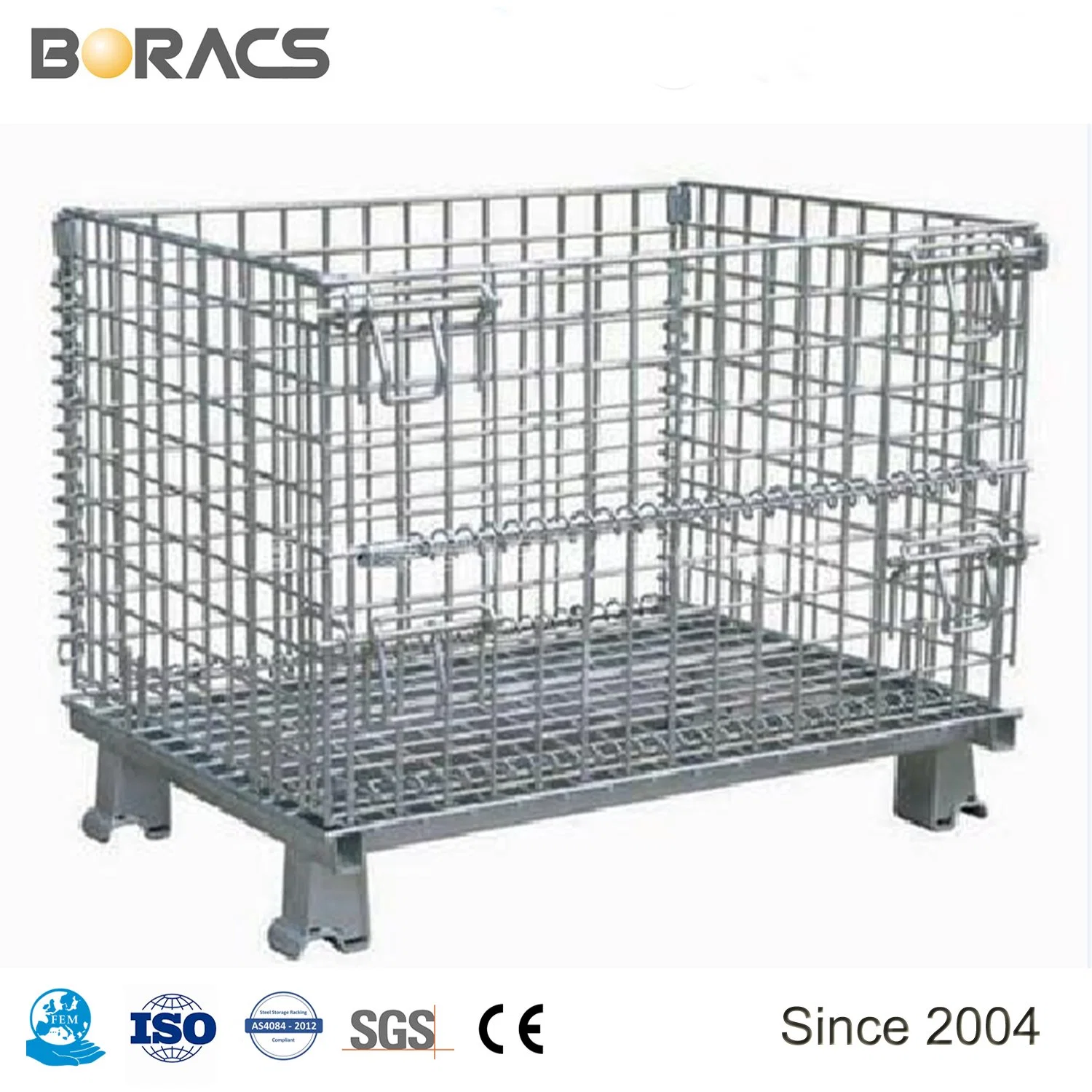 Welded Rigid Industrial Stackable Folding Collapsible Storage Galvanized Wire Mesh Cage From China Supplier