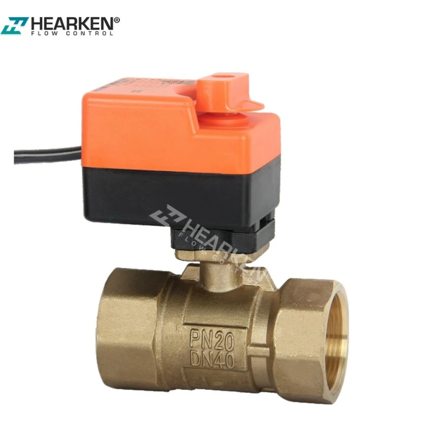 Hot Sales 220V 24VAC DN15 DN20 Brass 2 Way Electric Actuator on off Mini Electric Ball Valve Supplier with Manual Operation, Orange Electric Ball Valve