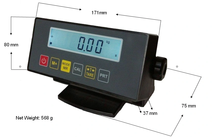 El display LCD digital con un peso de equilibrar el indicador de uso