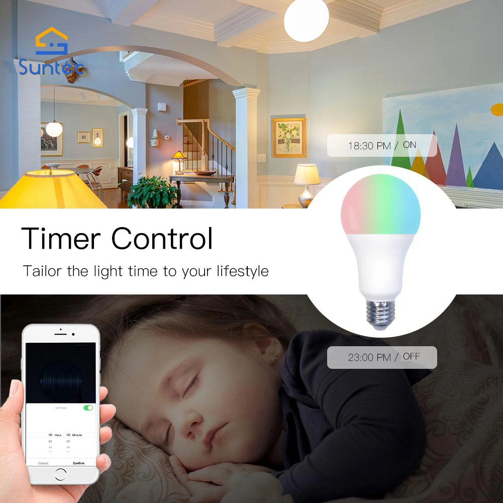 Lâmpada LED de iluminação luz inteligente LED E27 lâmpada A. 14 W Google Home Alexa TMall Genie Voice Mobile Phone Tuya APLICAÇÃO