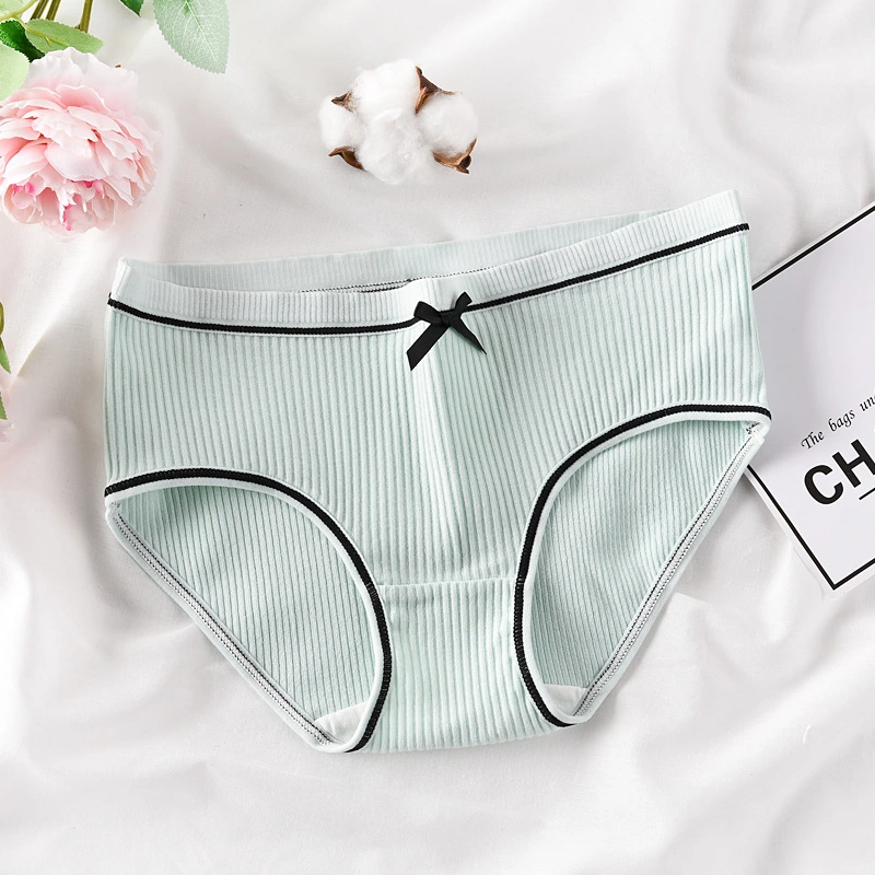 Pure Color Bow Cotton Underwear Girl; S Shorts