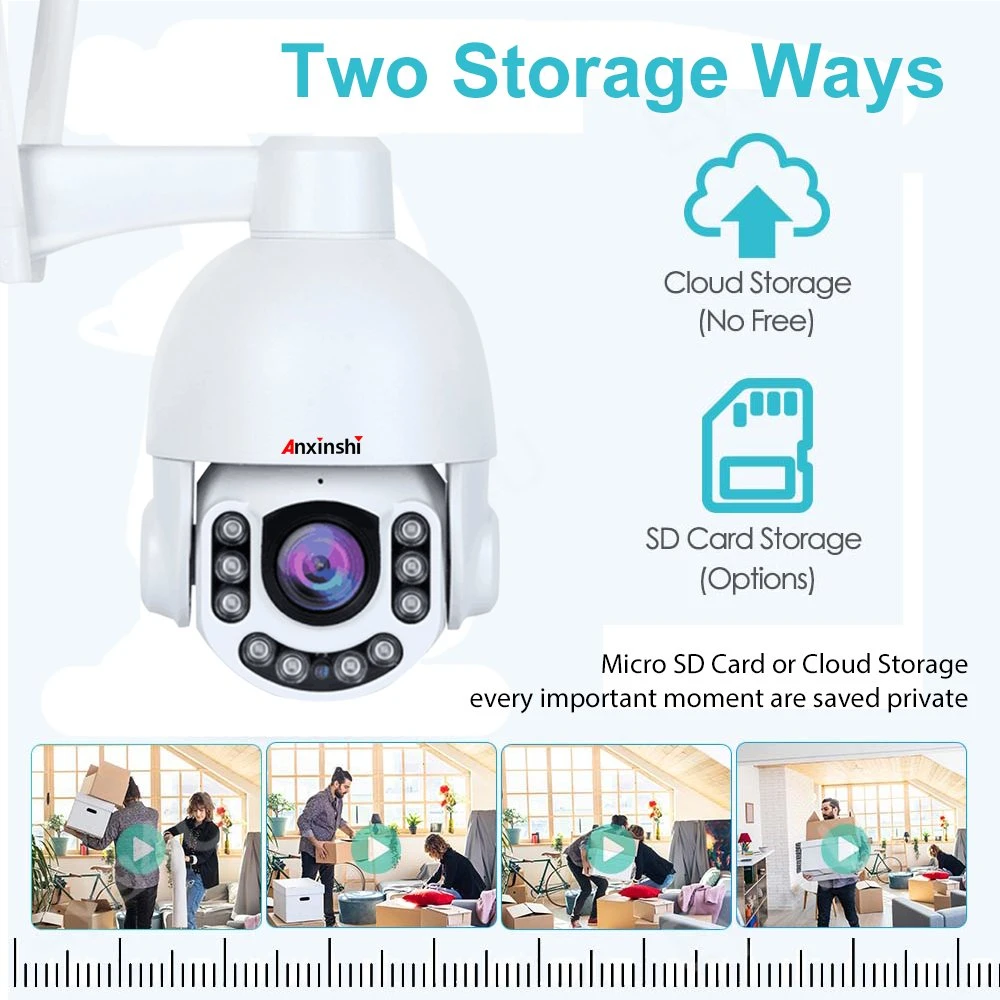 8MP Zoom 4X Cámara PTZ de seguridad domo PTZ de Poe WiFi Full Metal Audio bidireccional ranura para tarjeta SD TF IR seguimiento inteligente de humanoides de 360 grados de rotación continúa