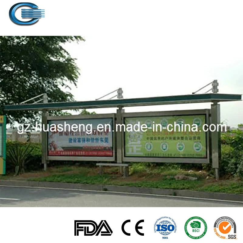 Huasheng Bus Stop Benches China Outdoor Shelter Factory Hot Selling Outdoor Solar Light Box Advertising Save Energy Light Box / Bus Shelter / Bus Stop Station