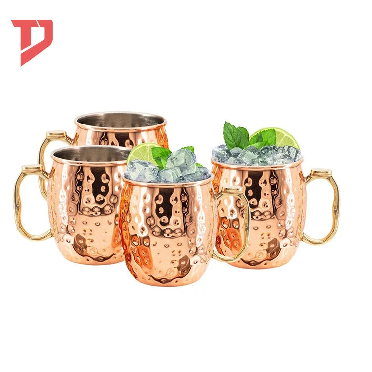 Ensemble cadeau de bar Mule en cuivre martelé de Moscou Mug plaqué cuivre Tasse à café Mugs Whisky Drinking Mugs Moscou Mule Mug