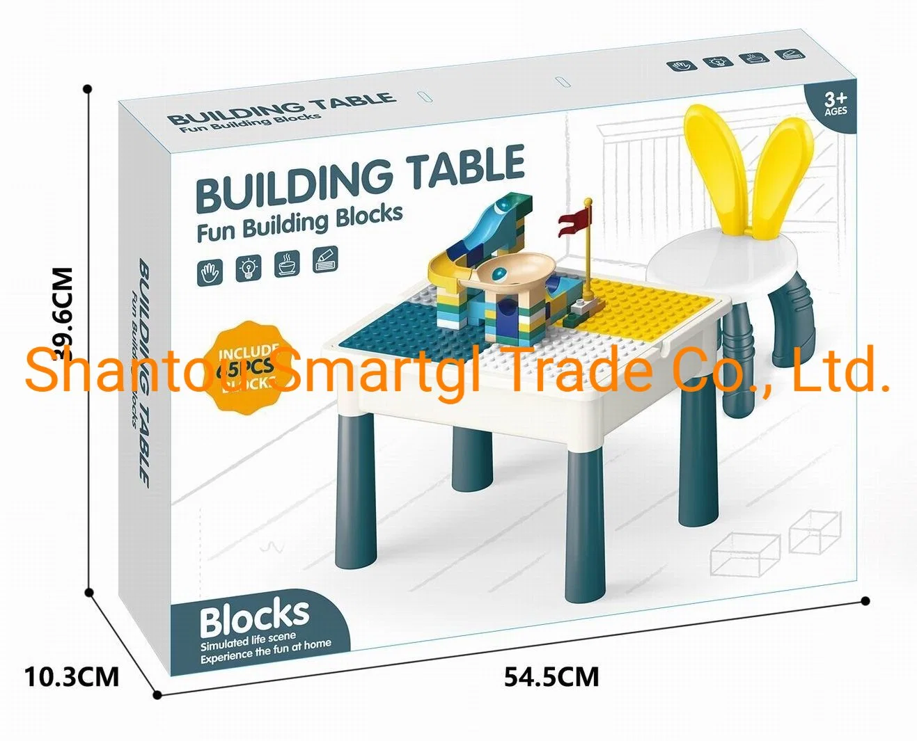 New Style Accumulator Table Equipped with 65 PCS Blocks for Children&prime; S Early Education Interactive DIY Colorful Toy