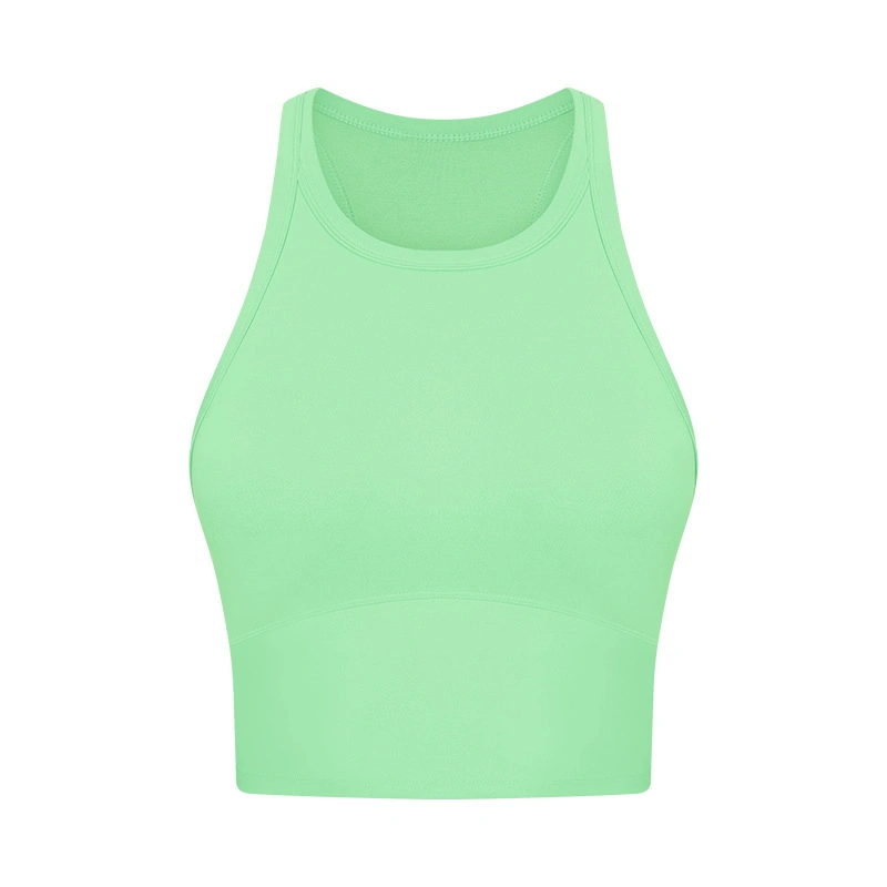 Women Sleeveless Round Neck Crop Tank Top Workout Yoga