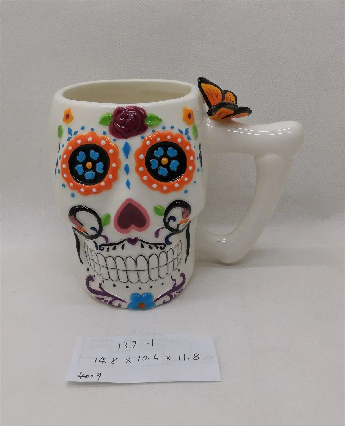 Set de 2 taza de Regalo de cerámica taza taza taza de café de Té de cráneo con un mango vajilla beber taza de Regalo para Halloween y el Día de Muertos