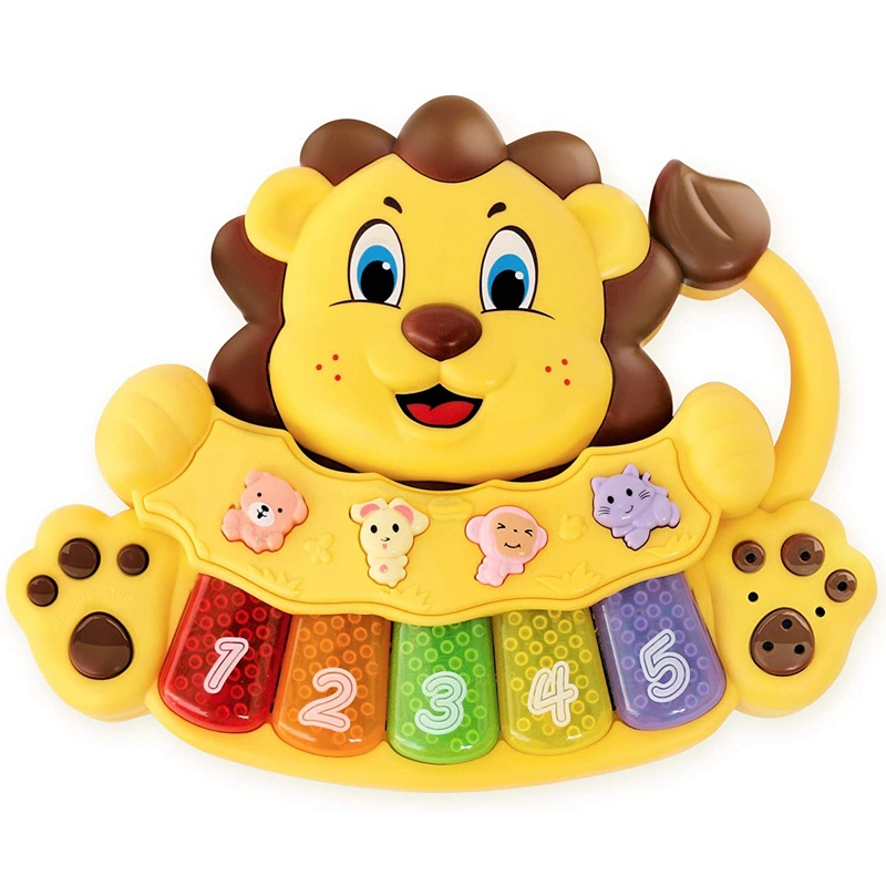 Liebenswert Löwe Baby Klavier Spielzeug Touch und lehren Klavier Tastatur 3 Spielmodi Spielzeug Klavier Lernspiele für Kleinkinder mit 5 verschiedene nummerierte und farbige Tasten