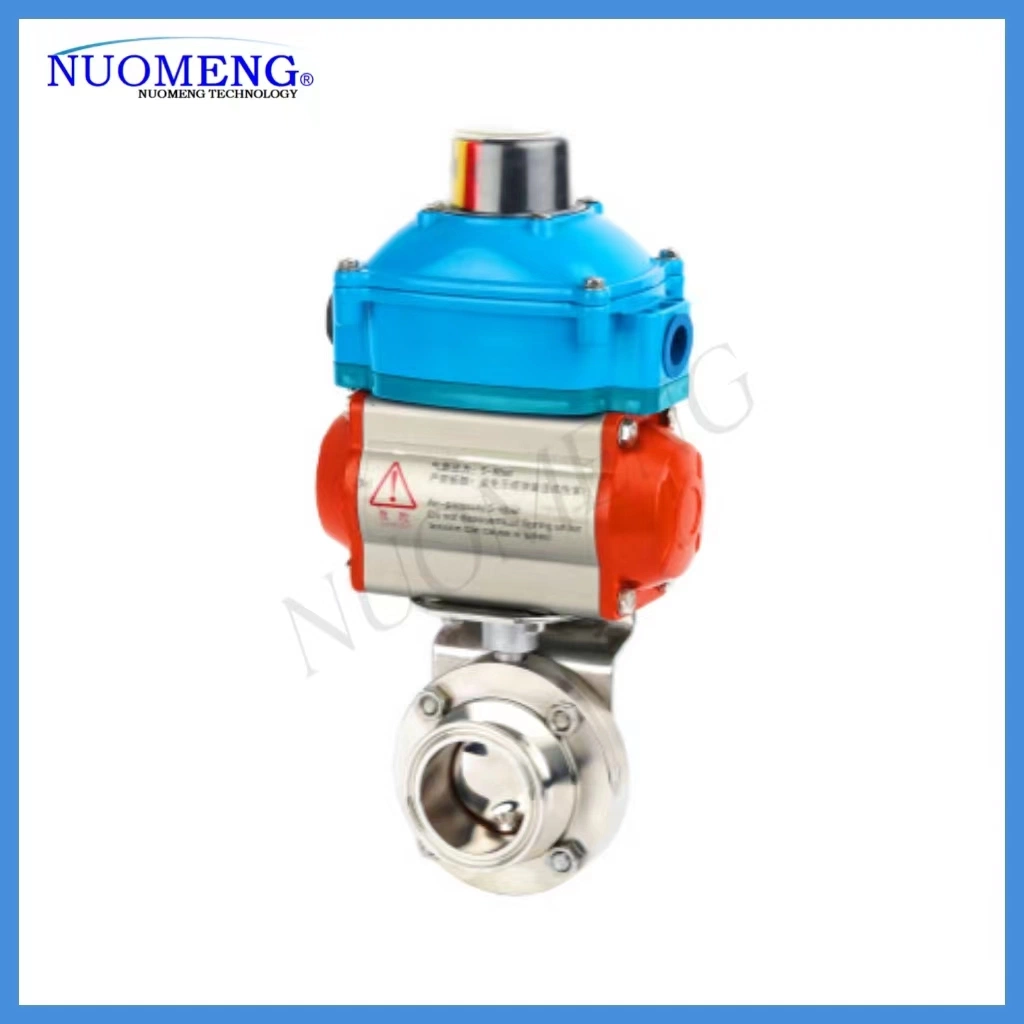 DIN Sanitary Stainless Steel SS304/316L Pneumatic Actuator &Horizontal Type Pneumatic Butterfly Valve