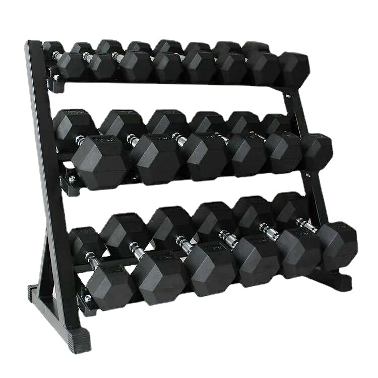 Wholesale/Supplier Odorless Gym Home Fitness Hex Rubber 5-100kg 5-200lb Black Dumbbell Can Custom