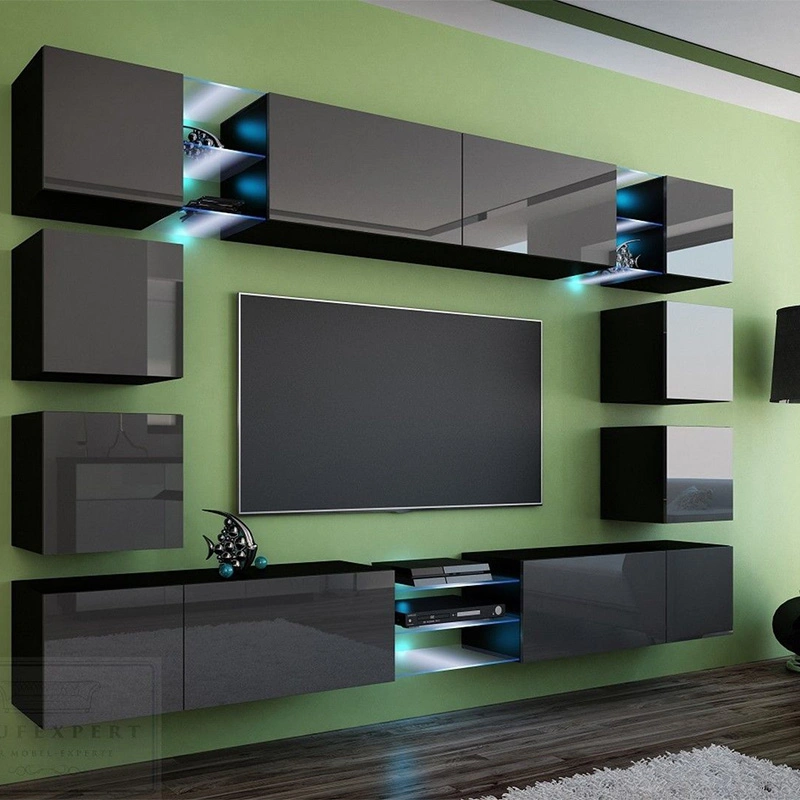 2023 MDF Lacquer pared TV Armario Diseño moderno soporte de TV Armario de madera