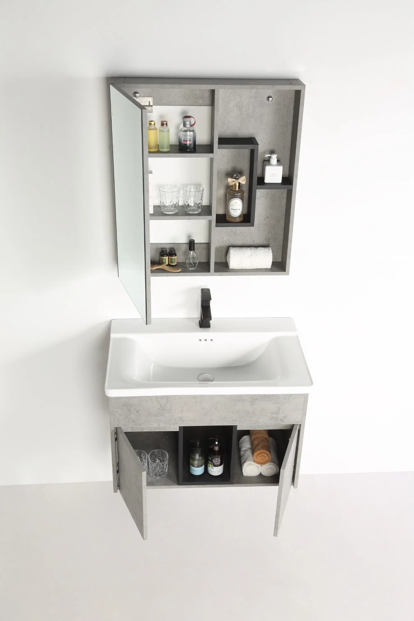 Mobiliario de baño pared cazado Gris Armario espejo Vainity lavado de cerámica Accesorios para baño lavabo lavabo lavabo lavabo lavabo lavabo lavabo lavabo