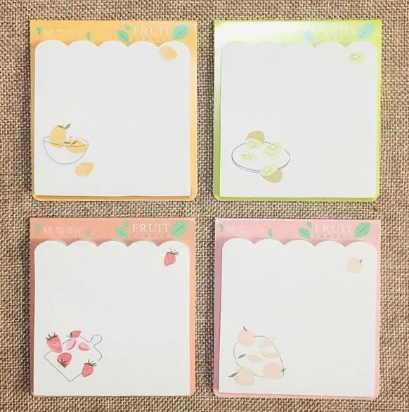 M&G Wholesale/Supplier Printing Memo Pad 3"X3" White Sticky Notes 60 Sheets Fruits Design