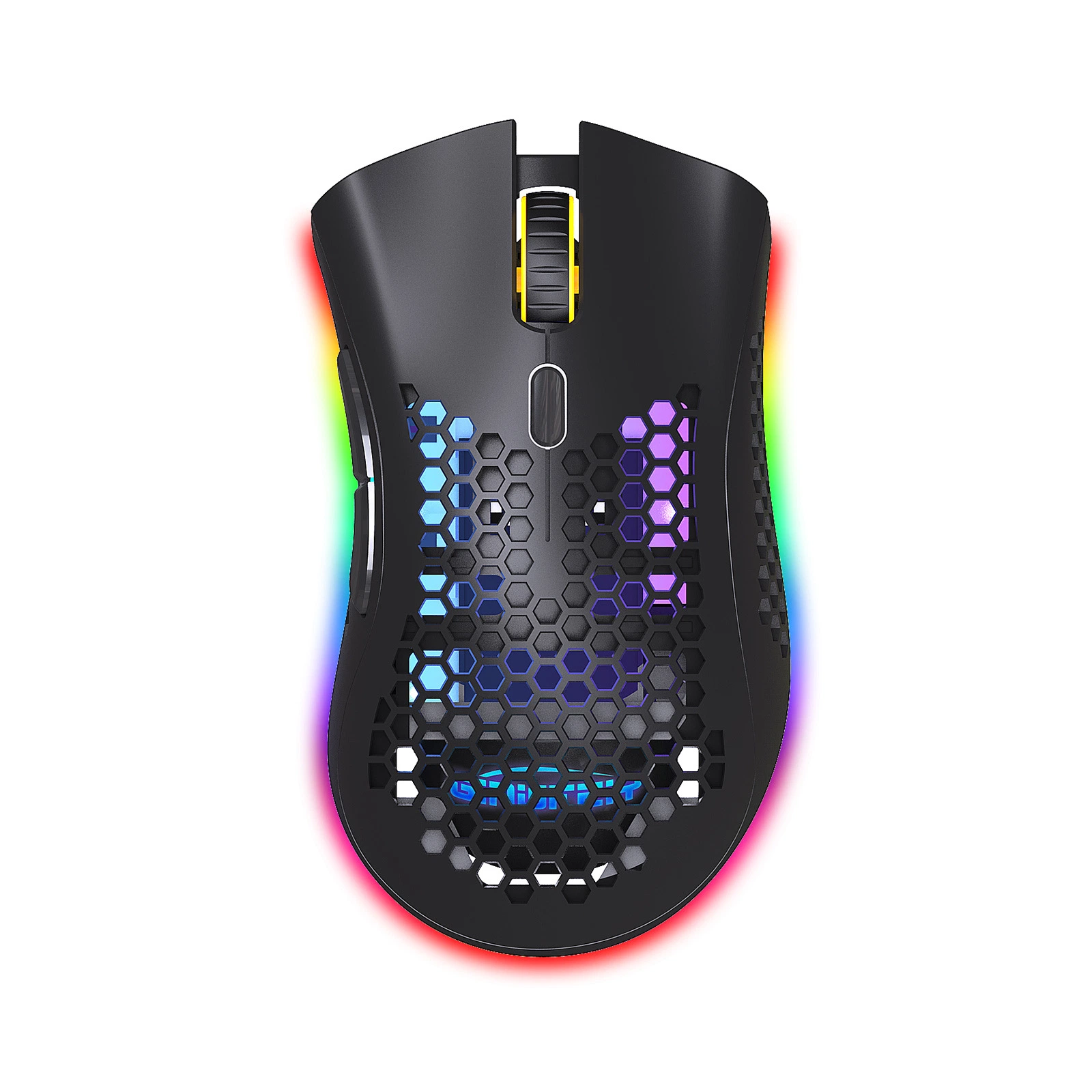 2.4 GHz Hollow Rechargeable Game Mouse Wireless Charging RGB Glow Hole Mouse Gift for Desktop and Laptop Computers